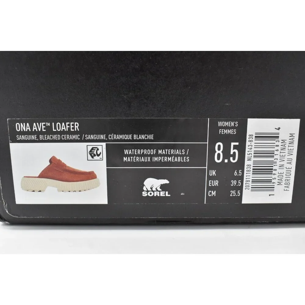 Sorel Womens Size 8.5 ONA AVE Sanguine Red Waterproof Slip On Clogs Mules Shoes - Picture 11 of 11